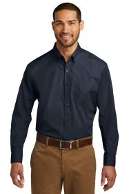 Port Authority Long Sleeve Carefree Poplin Shirt W100 (Color: River Blue Navy, size: 3XL)