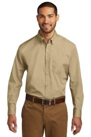 Port Authority Long Sleeve Carefree Poplin Shirt W100 (Color: Wheat, size: XS)