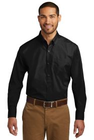 Port Authority Long Sleeve Carefree Poplin Shirt W100 (Color: Deep Black, size: Xl)