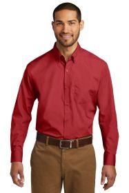 Port Authority Long Sleeve Carefree Poplin Shirt W100 (Color: Rich Red, size: 3XL)
