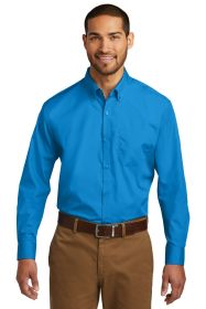 Port Authority Long Sleeve Carefree Poplin Shirt W100 (Color: Coastal Blue, size: L)