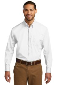 Port Authority Long Sleeve Carefree Poplin Shirt W100 (Color: White, size: 4XL)