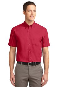 Port Authority Short Sleeve Easy Care Shirt S508 (Color: Red/ Light Stone, size: 4XL)