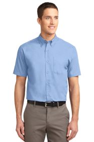 Port Authority Short Sleeve Easy Care Shirt S508 (Color: Light Blue/ Light Stone, size: 5XL)