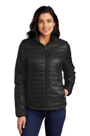 Port Authority Ladies Packable Puffy Jacket L850 (Color: Deep Black, size: L)