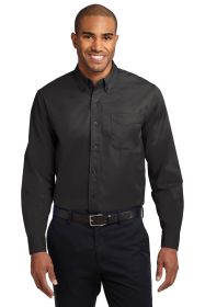 Port Authority Extended Size Long Sleeve Easy Care Shirt S608ES (Color: Black/ Light Stone, size: 8XL)