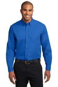 Port Authority Extended Size Long Sleeve Easy Care Shirt S608ES (Color: Strong Blue, size: 8XL)