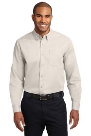 Port Authority Extended Size Long Sleeve Easy Care Shirt S608ES (Color: Light Stone/ Classic Navy, size: 10XL)