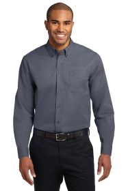 Port Authority Extended Size Long Sleeve Easy Care Shirt S608ES (Color: Steel Grey/ Light Stone, size: 9XL)