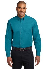 Port Authority Extended Size Long Sleeve Easy Care Shirt S608ES (Color: Teal Green, size: 8XL)