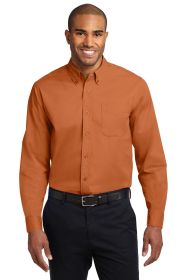 Port Authority Long Sleeve Easy Care Shirt S608 (Color: Texas Orange/ Light Stone, size: L)