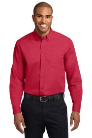 Port Authority Extended Size Long Sleeve Easy Care Shirt S608ES (Color: Red/ Light Stone, size: 9XL)