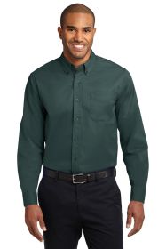 Port Authority Extended Size Long Sleeve Easy Care Shirt S608ES (Color: Dark Green/ Navy, size: 9XL)