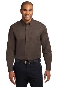 Port Authority Extended Size Long Sleeve Easy Care Shirt S608ES (Color: Coffee Bean/ Light Stone, size: 9XL)