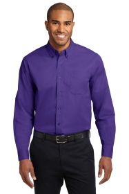 Port Authority Extended Size Long Sleeve Easy Care Shirt S608ES (Color: Purple/ Light Stone, size: 8XL)