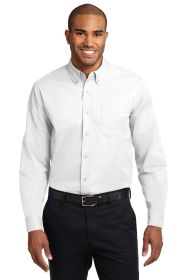 Port Authority Extended Size Long Sleeve Easy Care Shirt S608ES (Color: White/ Light Stone, size: 9XL)