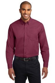 Port Authority Extended Size Long Sleeve Easy Care Shirt S608ES (Color: Burgundy/ Light Stone, size: 9XL)