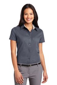 Port Authority Ladies Short Sleeve Easy Care Shirt L508 (Color: Steel Grey/ Light Stone, size: XXL)