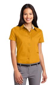 Port Authority Ladies Short Sleeve Easy Care Shirt L508 (Color: Athletic Gold/ Light Stone, size: S)