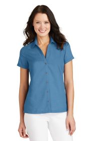 Port Authority Ladies Textured Camp Shirt L662 (Color: Celadon, size: XS)