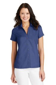 Port Authority Ladies Textured Camp Shirt L662 (Color: Royal, size: XXL)