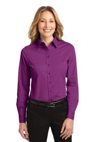 Port Authority Ladies Long Sleeve Easy Care Shirt L608 (Color: Deep Berry, size: S)