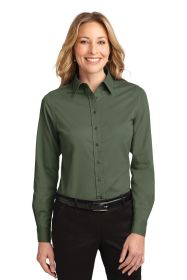 Port Authority Ladies Long Sleeve Easy Care Shirt L608 (Color: Clover Green, size: 5XL)