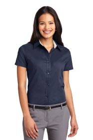 Port Authority Ladies Short Sleeve Easy Care Shirt L508 (Color: Navy/ Light Stone, size: 5XL)