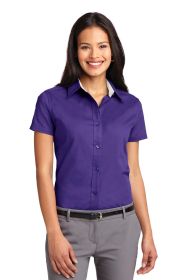 Port Authority Ladies Short Sleeve Easy Care Shirt L508 (Color: Purple/ Light Stone, size: 6XL)