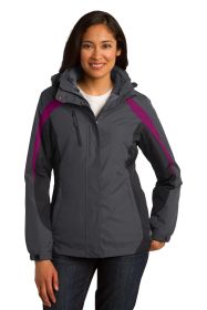 Port Authority Ladies Colorblock 3-in-1 Jacket L321 (Color: Magnet/ Black/ Very Berry, size: 4XL)