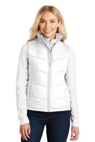 Port Authority Ladies Puffy Vest L709 (Color: White/ Dark Slate, size: 3XL)