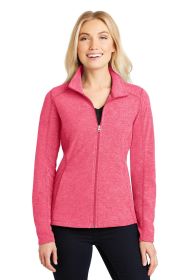 Port Authority Ladies Heather Microfleece Full-Zip Jacket L235 (Color: Pink Raspberry Heather, size: Xl)