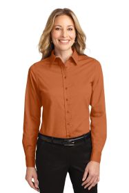 Port Authority Ladies Long Sleeve Easy Care Shirt L608 (Color: Texas Orange/ Light Stone, size: 5XL)