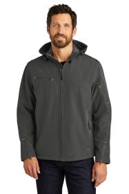 Port Authority Textured Hooded Soft Shell Jacket J706 (Color: Charcoal/ Lemon Yellow, size: XS)