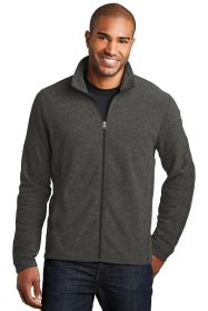 Port Authority Heather Microfleece Full-Zip Jacket F235 (Color: Black Charcoal Heather, size: Xl)