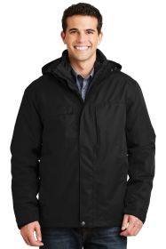 Port Authority Herringbone 3-in-1 Parka J302 (Color: Black, size: 4XL)
