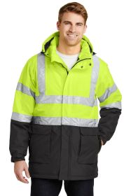 Port Authority ANSI 107 Class 3 Safety Heavyweight Parka J799S (Color: Safety Yellow/ Black/ Reflective, size: 4XL)